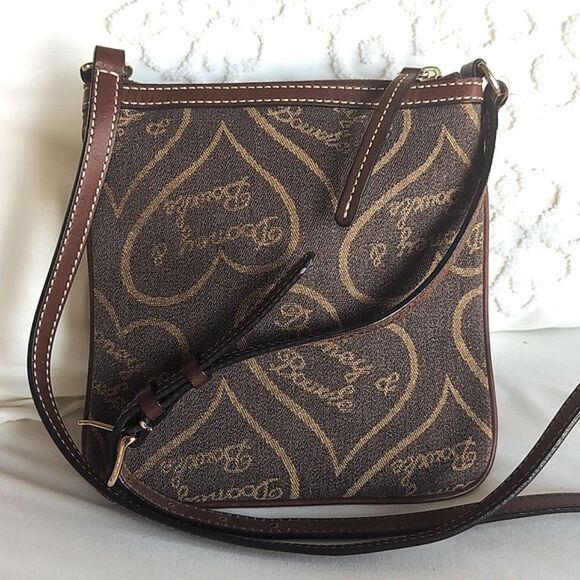 Dooney & Bourke Brown And Gold Signature Patterned Compact Crossbody Bag 🤎 - Picture 5 of 16